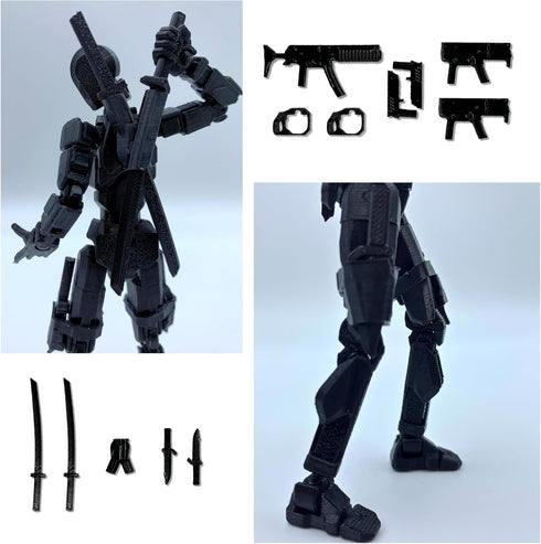 Pre-Assembly 3D Printed 5.54'' Dummy13 Action Figure - Multi-Jointed Tian13 Desktop Decoration, 12 in 1 Accessories