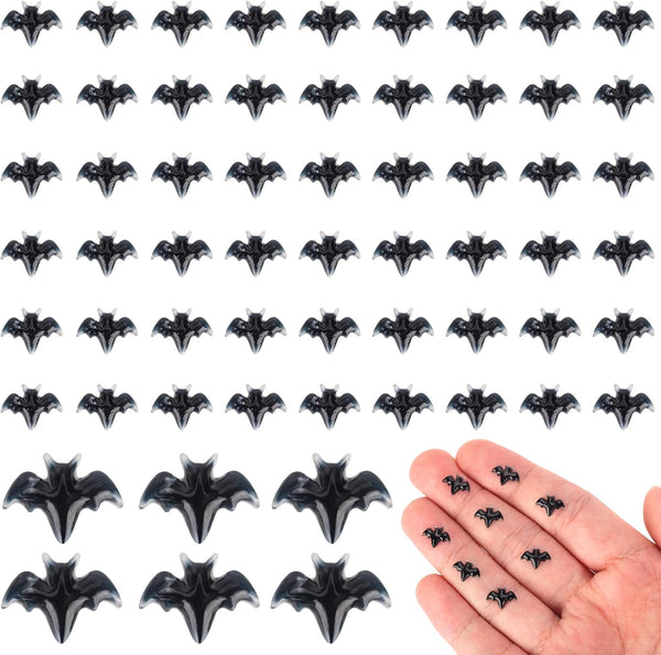 XIHIRCD 60pcs Halloween Mini Bats, Smooth Washable Resin Halloween Dollhouse Miniatures Dollhouse Miniature