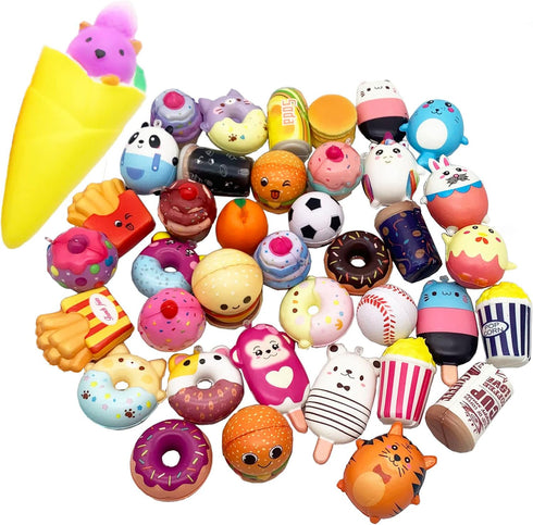 30 Pack Squishies Sets, Slow Rising Kawaii Cute (1pc Jumbo + 29pcs Medium/Mini Size) Random Cake Bread Panda Bun