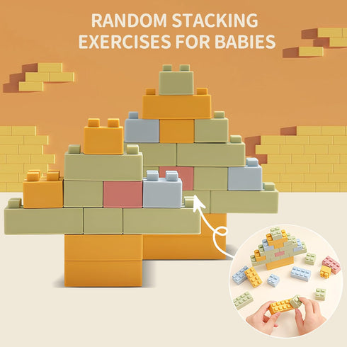 20PCS Silicone Blocks Soft Building Blocks, Montessori Educational Toy Soft Baby Blocks for Teething Gifts, Large