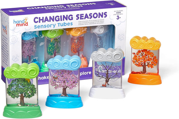 hand2mind Changing Seasons Sensory Tubes, Quiet Fidget Toys for Kids 3-5, Calming Weather Science Toys for Preschool