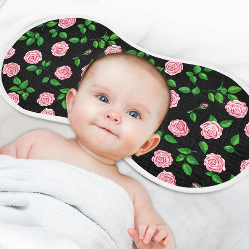 GOODOLD Set 2 Pack Black Rose Pattern Muslin Baby Burp Cloths - Super Absorbent and Soft Burping Rags - Cotton Burp
