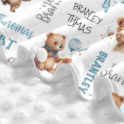 Novusopt Personalized Baby Car Seat Cover Winter Custom Minky Carseat Cover Boy Girls with Name Bear Carseat Canopy