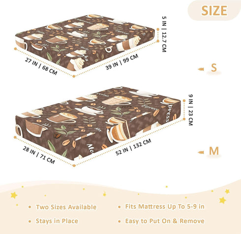 CZXW 52" 28" Coffees Pattern Crib Sheets Fitted x Natural Cotton Soft & Breathable for Baby Crib Mattress