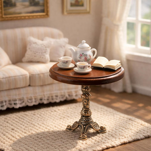 LUOZZY 1:12 Miniature Wooden Round Table Model for Dollhouse Accesories Miniature Side Table Dollhouse Furniture