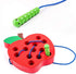 JCREN Wooden Lacing Apple Threading Toys - Wood Lace Block Puzzle Shape Travel Game for 3-5 Years Old Kids