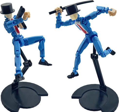 3D Printed 8.13-inch Action Figure Dummy-Mici20, Full Body Movable Toy with Multiple Accessories, Desk Decoration (Blue)