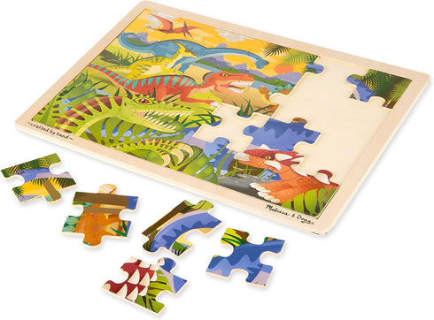 Melissa & Doug Dinosaurs Wooden Jigsaw Puzzle with Storage Tray, 24 pcs