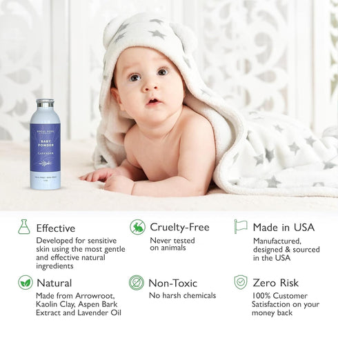 4oz, 2-Pack SoCal Suds & Company - Natural Baby Powder Talc-Free - with Arrowroot Powder, Kaolin, Aspen Bark Extract