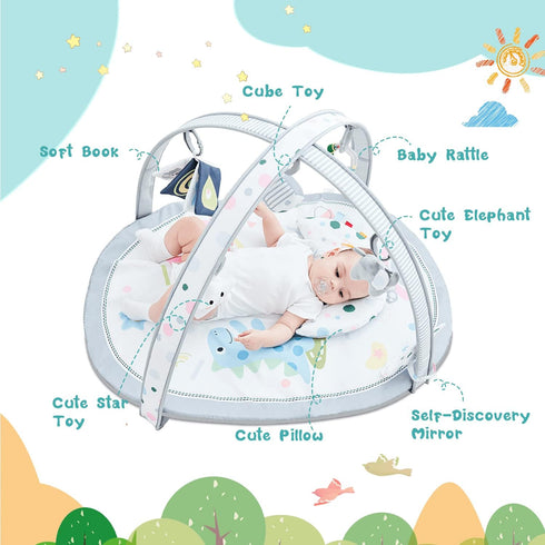 ZILLYBEE 2 7 1 Baby Play Mat, ibabejoy Stage-Based Play Gym with Machine Washable Mat Covers for Newborn to Toddler