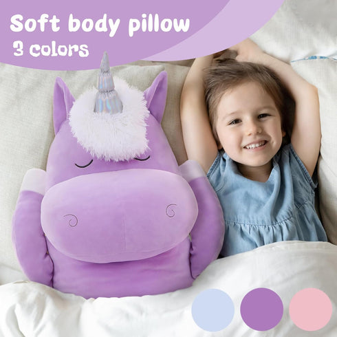 MorisMos Big Unicorn Body Pillow 4 Feet, 51 in Long Plush Unicorn Pillow for Kids, Soft Hugging Gift