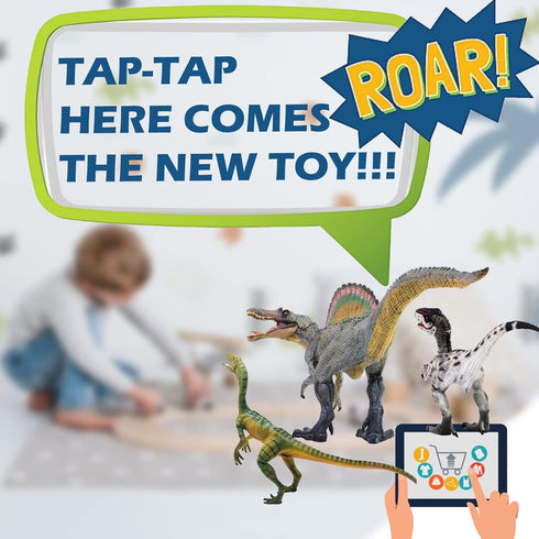 Gemini & Genius Spinosaurus Dinosaur Action Figure with Movable Jaw - Birthday Cake Topper for Kids
