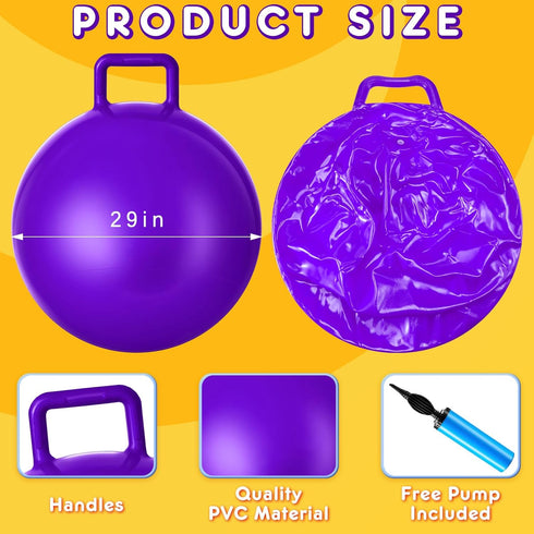 Lewtemi 3 Pcs 29 Inch Bouncing Ball with Handle - Outdoors Hopper Ball Jumping Ball with Air Pump for Exercise