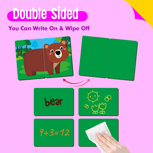 28 1-5 SpriteGru Jungle Animal Memory Game, Chunky Cards Wild Animal Head Tail Matching Game Players Memory Matching