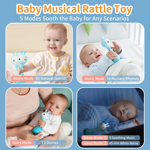 alilo 0-3-6-12-18-24 Months,1 4 9 Smarty Bunny Baby Rattle Musical Light Up Toys, Infants Newborns Baby Toys Year Old