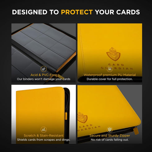 9 360 Card Guardian - Pocket Premium Black Binder with Zipper for Cards - Side Loading Pockets for Trading Card Games