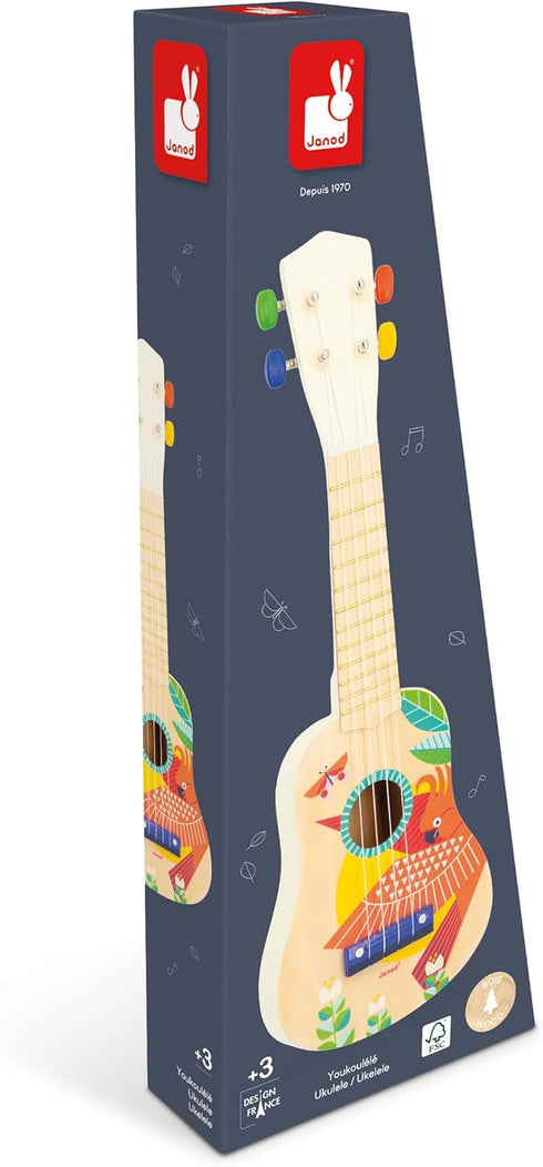 Janod Gioia Ukulele - Colorful Children's Guitar 20" Long for Ages 3 - 5 Years - J07652