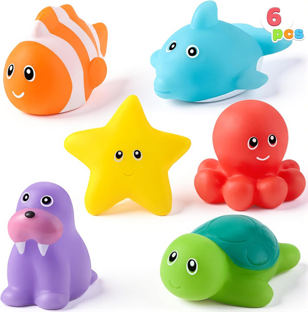 JOYIN 6 Pcs Sea Animal Bath Toys, Sealed & No-Hole & Mold