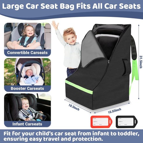 Sublaga 600D 2pcs Car Seat Bags For Airplane Travel, Thickening Oxford Cloth Durable Car Seat Travel Bag For Air Travel