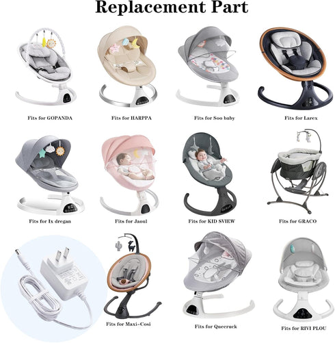 Baby Swing Power Cord, 6V Wall Plug for Maxi Cosi, Jaoul, Larex, and More, 6.7Ft Charging Cable.