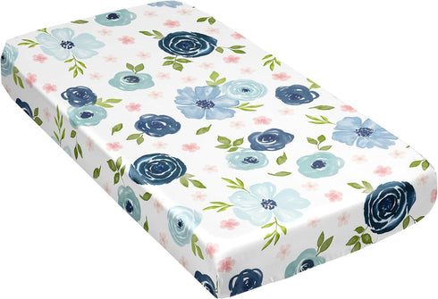 Sweet Jojo Designs Blush Pink Blue Boho Floral Girl Baby Satin Fitted Crib Sheet Infant Newborn Nursery Toddler Bed