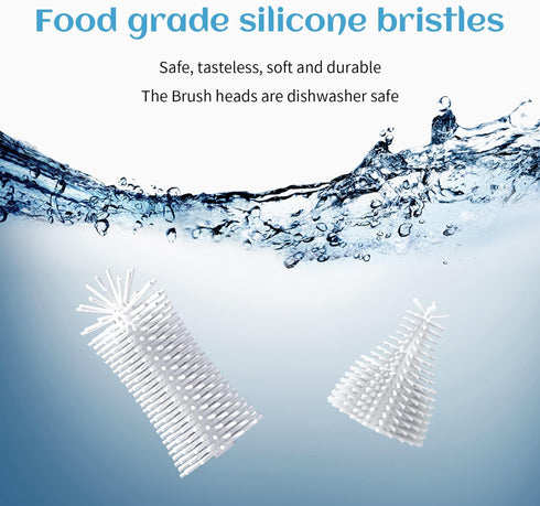 Electric Baby Bottle Brush Cleaner - Rechargeable Silicone Brushes Set with Replaceable Brush Head