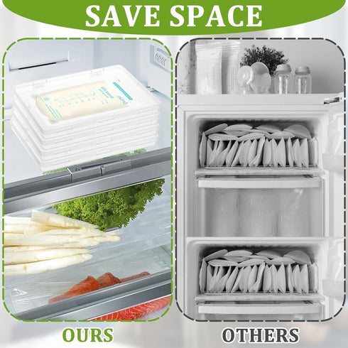 Sibosen 18 7.48 5.11 0.67 Pcs Clear Flat Breast Milk Freezer Storage Organizer Space Saving Breastmilk Storage