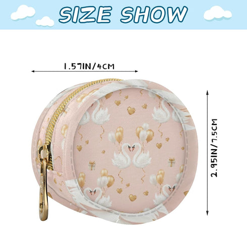 PYBUG Swan Round Pacifier Storage Case, Polyester & TPU Lined with Hook Buckle, Pacifier Container Box for Baby