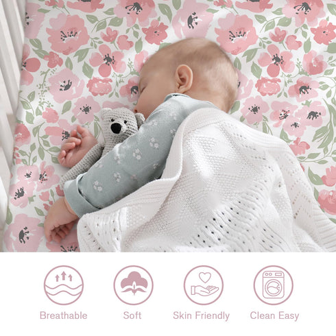 2pk Little Grape Land Crib Sheets for Boys and Girls Baby Crib Fitted Sheet for Standard Size Crib and Toddler Mattress