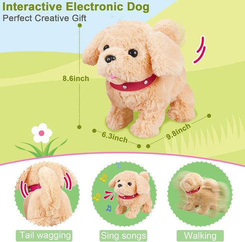 Koonie Toy Dog, Singing, Walking, Barking, Tail Wagging Plush Interactive Toy for Kids Ages 2-5