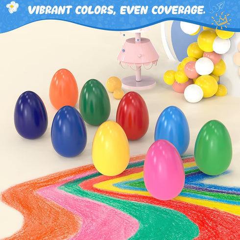 Tencoz 9 3+, Colors Easter Egg Crayons for Kids, Easy Grip Palm-Grasp Washable Drawing Tools, Easter Basket Stuffers