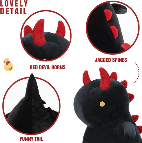 Ditucu Cute Dinosaur Plush 16 inch - Large Dino Stuffed Animals Plushies Toys for Kids Girls Boys Black