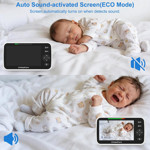 ChildsFarm 5 inch 1000ft 2-Way 8 Baby Monitor with Camera and Audio - Screen Portable Baby Camera Monitor No WiFi