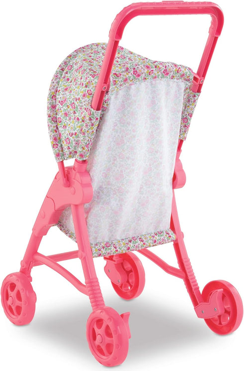 Corolle Baby Doll Stroller with Folding Canopy - Mon Premier Poupon Accessory for 12" Dolls, Pink/Floral Pattern