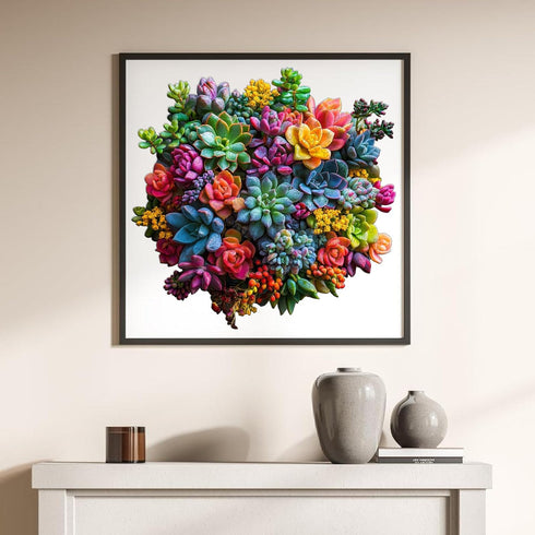 Adults,500Pieces Gift,17.2 16.6in Wooden Puzzles for Colorful Succulent Plants Jigsaw Puzzles,Unique Irregularly Shaped