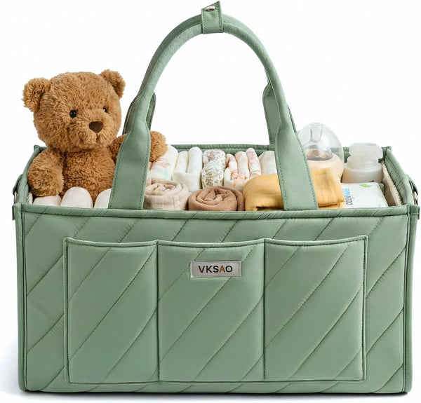 VKSAO Baby Essentials Diaper Caddy Organizer Portable Storage Basket with Shoulder Strap &