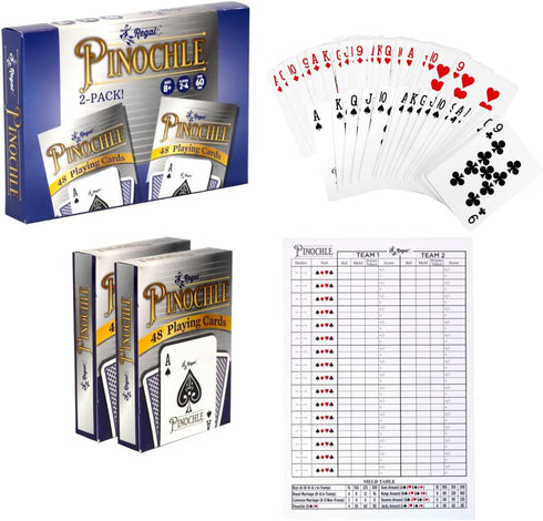 Regal Games Pinochle Playing Cards 2 Pack - Adult Card Game Set