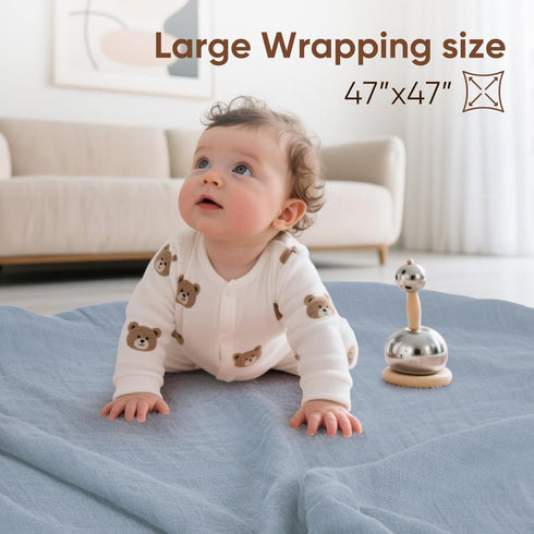 MIGIOL 47 47inches 3 Packs 3 swaddles for Newborns Muslin Swaddle Blankets Baby Essentials for Newborn X Receiving