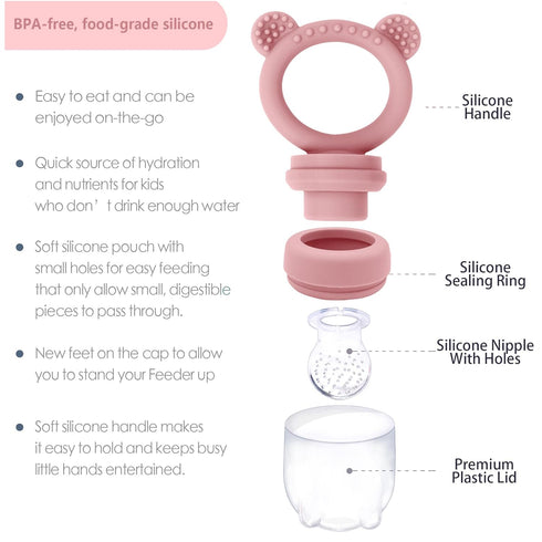 Silicone Breast Milk Popsicle Mold & Fresh Food Teether Feeder - Self Feeding Baby Frozen Breast Milk Teether with Forage Feeder and Ice Cube Tray