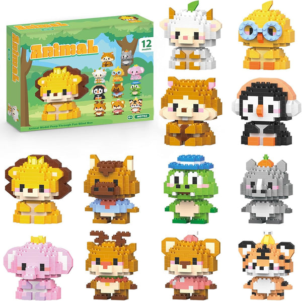 APENGBAOL 12 Pack Animals Building Block Sets,Micro Mini Animals Party Favors for Kids,