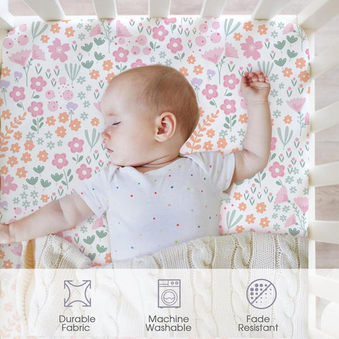 4 Pack, 52"x28"x8", Little Grape Land Crib Sheets Microfiber Fitted Crib Sheet for Standard Crib Mattress Soft