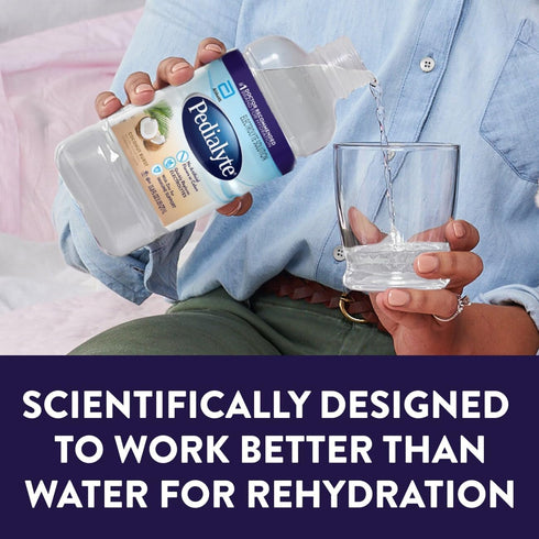 1 Pack 4 Pedialyte Electrolyte Drink, Hydration Drinks for Kids & Adults, Coconut Burst, Liter