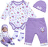 Reborn Baby Doll Clothes, 4 Pieces, 20-22 Inch Purple Clothing Sets for Newborn Baby Dolls