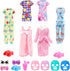 23 6 Sets 3 8 11.5 inch Pcs Doll Clothes and Accessories Including Bathrobes Pajamas, Towels, Headband, Slippers