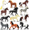 Toymany 12PCS 2-3" Tiny Horse Figurines Toy Set, Plastic Pony Small Foal