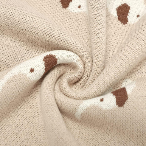 100% Cotton Baby Blanket, Soft Cozy Swaddle Receiving Blankets with Lovely Elephant for Newborn Boy Girls - Camel, 90 x