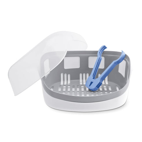 Microwave Steam Sterilizer - White/Grey, Removes 99.9% of Dirt Quickly and Naturally with Steam Power