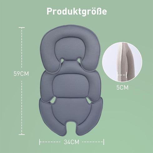 Infant Car Seat Insert Cushion Pad - Soft Head and Body Supports for Babies, Suitable for Car Seats and Strollers (Grey)