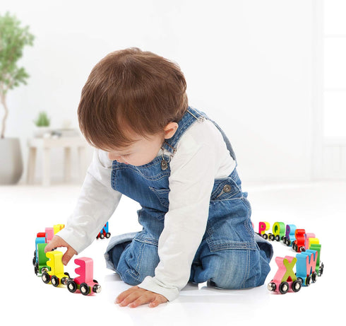 27 Set Wondertoys PCS Wooden Alphabet Train Toy Wooden Magnetic Alphabet ABC Train