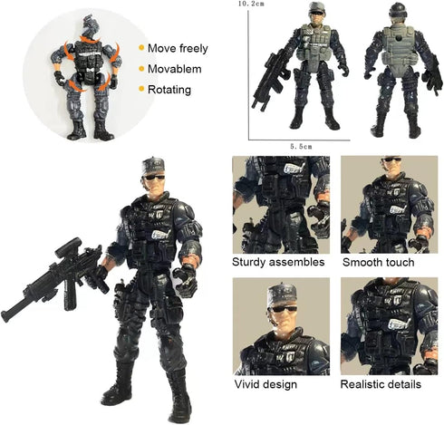 Army Men Toy Soldiers, Soldiers Toys Army Men Set for Boys 4-7,Army Men Action Figures Military Playset Toy with Weapon for Toddler Age 3+